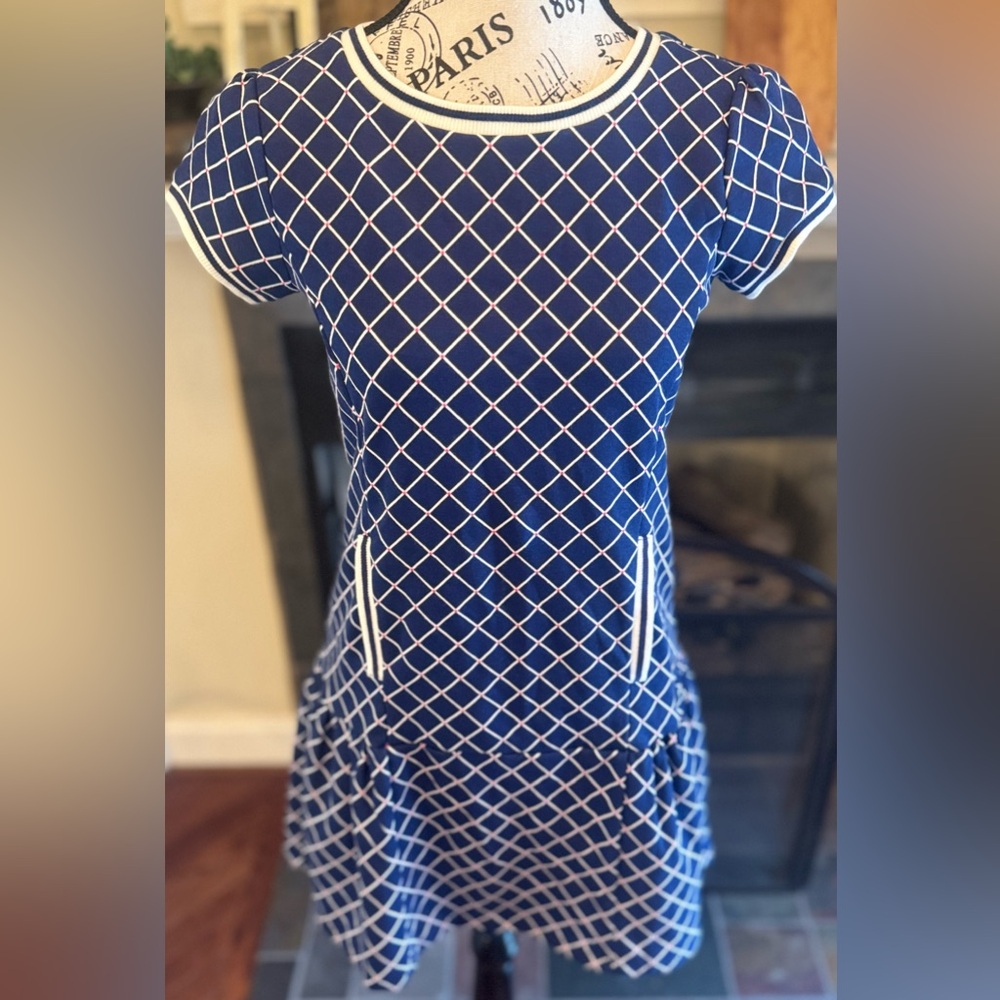 Vintage Tommy Hilfiger Navy Ruffle Cruise Dress Girl’s XL Women’s Small Medium - Picture 4 of 9